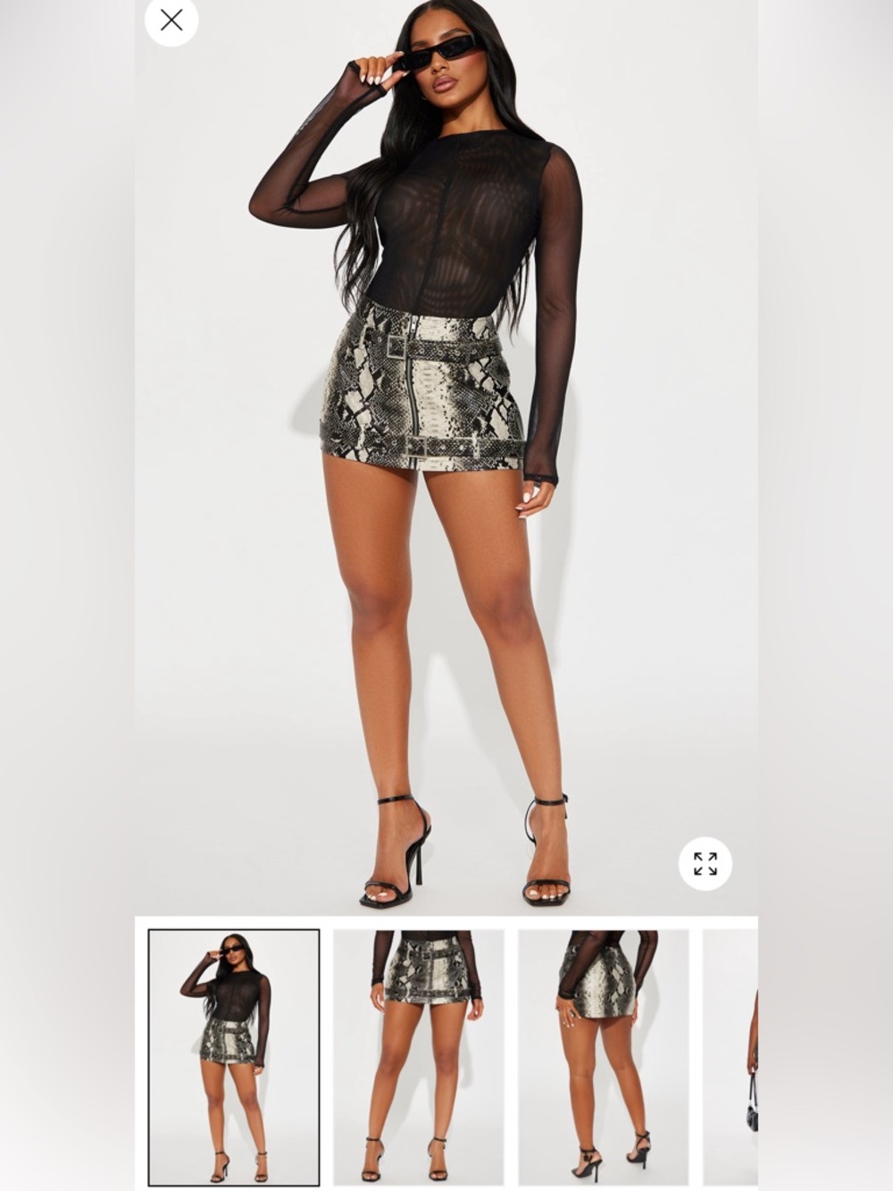 Fashion Nova Faux Leather Snakeskin Mini Skirt